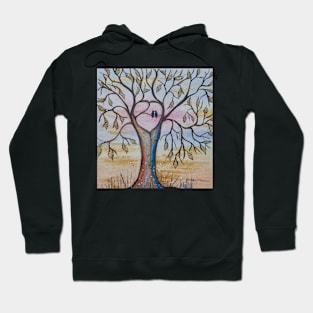 Birds in a Gold Heart Tree Hoodie